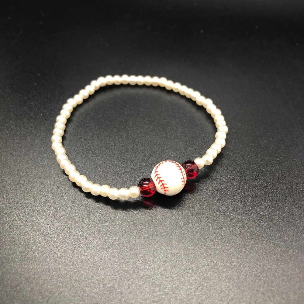 Baseball Beaded Stretch Bracelet